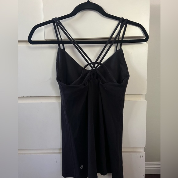 Lululemon black top, criss-cross back size 6. Just too small for me now. Used . - Picture 3 of 6